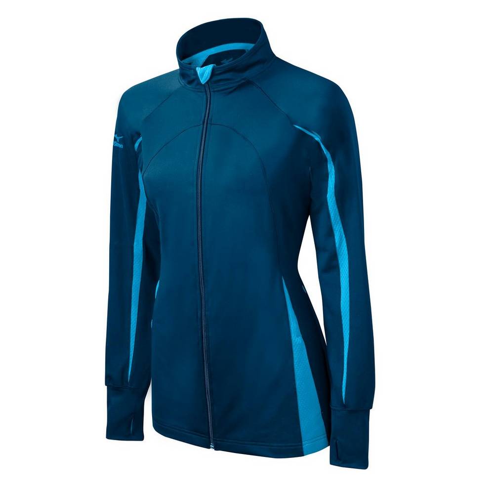 Casaco Mizuno Elite 9 Focus Full-Zip - Mulher - Azul Marinho/Luz Azuis - BCXGF5304